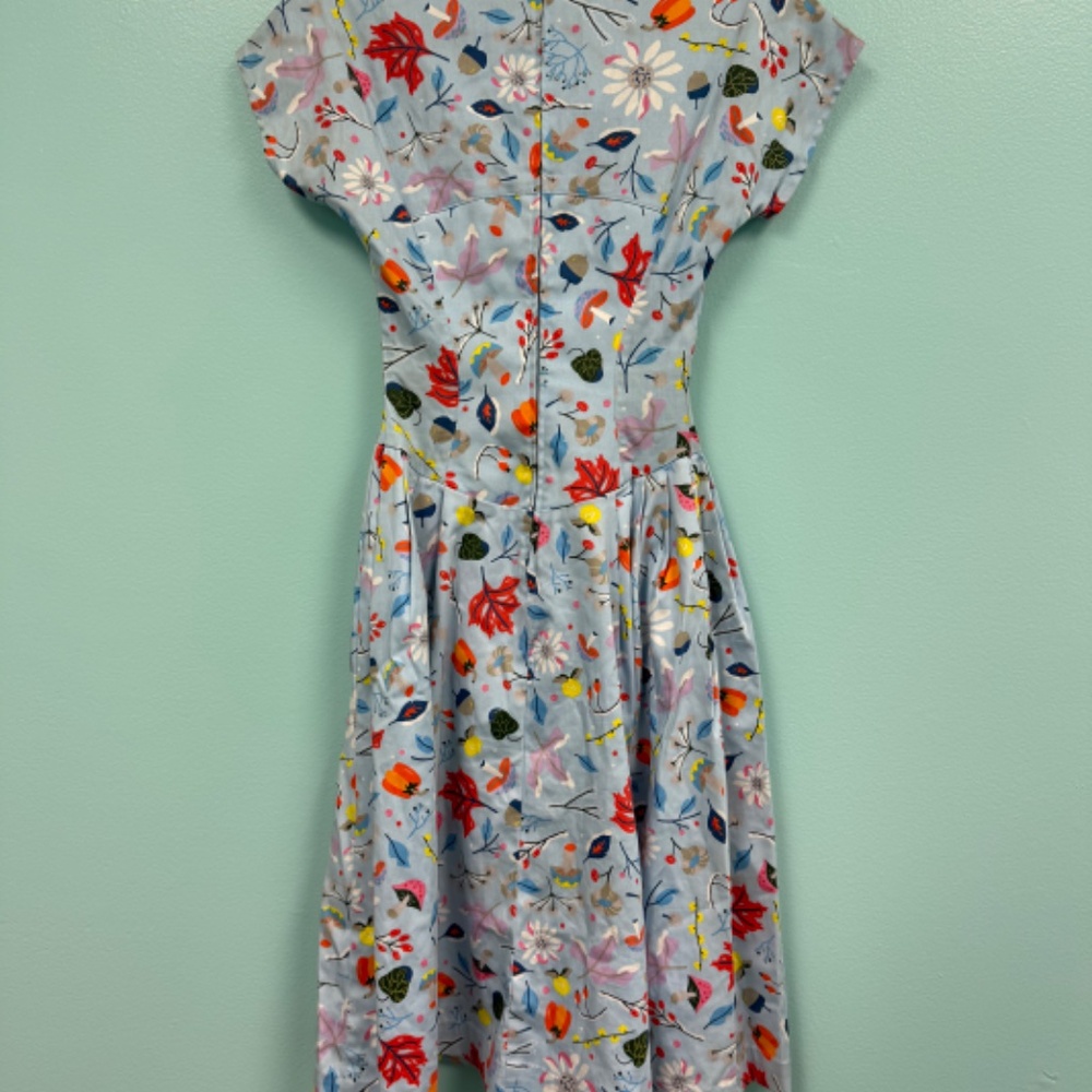 Dapper day fit and flare floral print dress in blue/multi size XS. USED - Picture 5 of 6